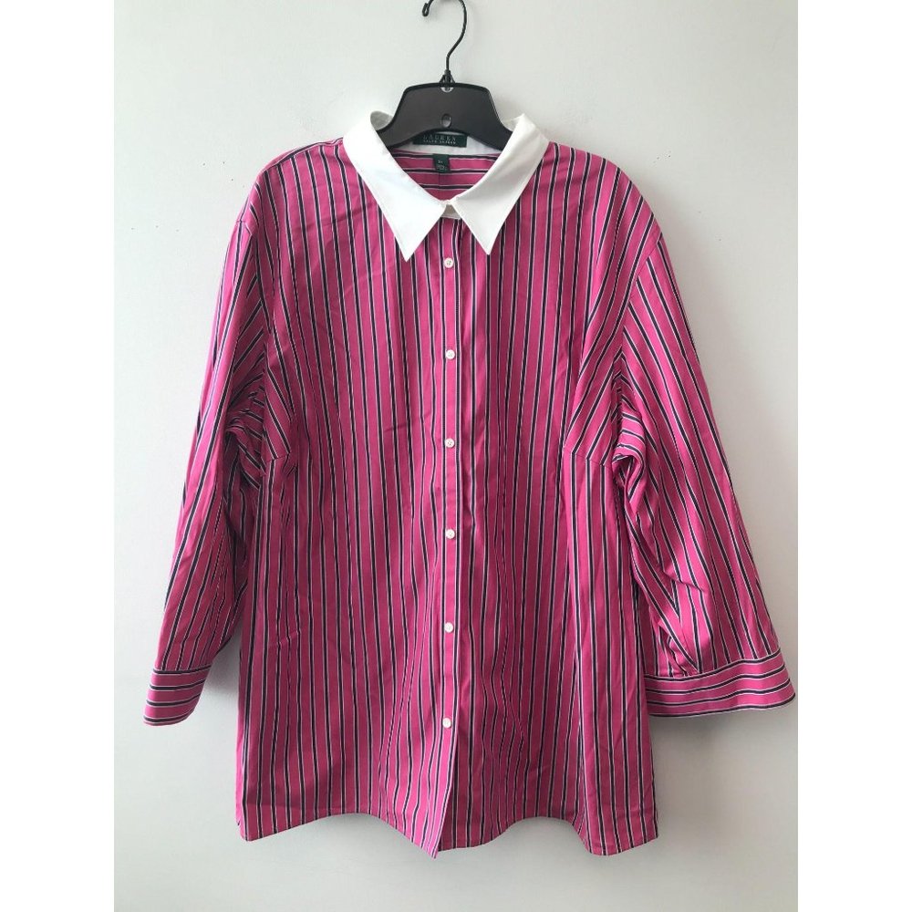 Ralph Lauren Size 3X Hot Pink Stripes Blouse